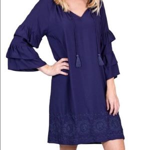 Simply Southern Embroidered Dress Navy Blue